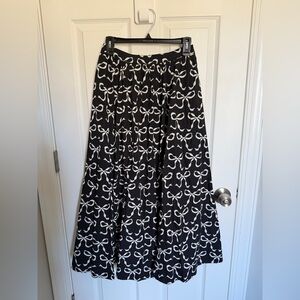 Maeve Black Maxi Skirt with White Bow Print
